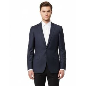 DKNY 100% Wool Mens Navy Blue 2 Btn Blazer Sz. 39R